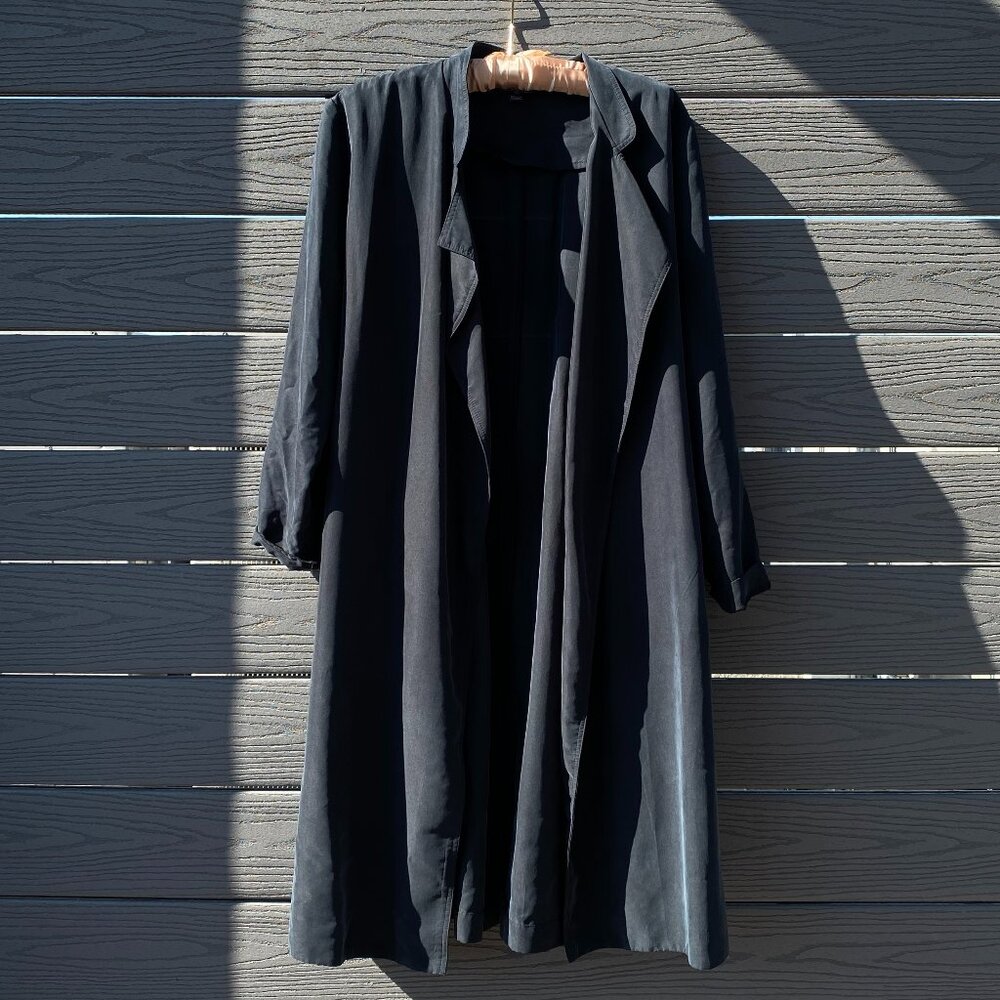 American Apparel Dylan Navy Gray Lightweight Trench
